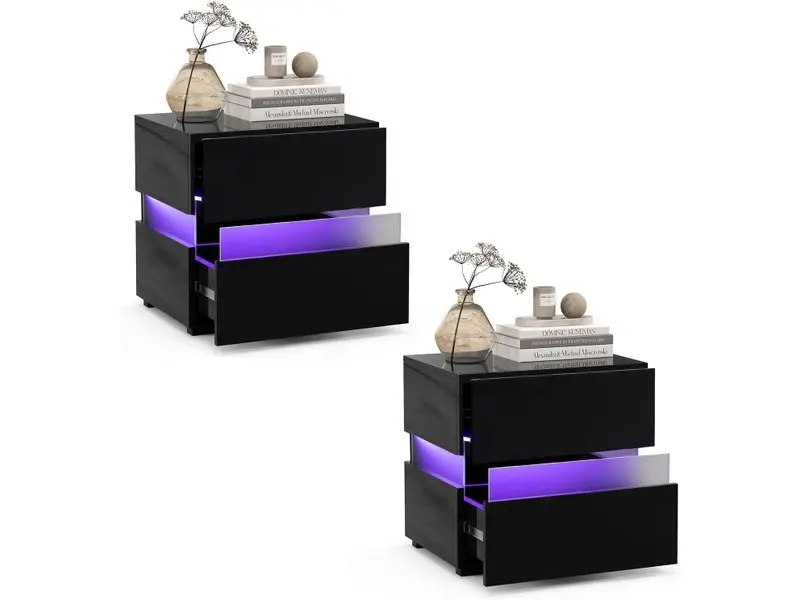 Комплект прикроватных тумбочек Costway JV10830DK-2 (Black)