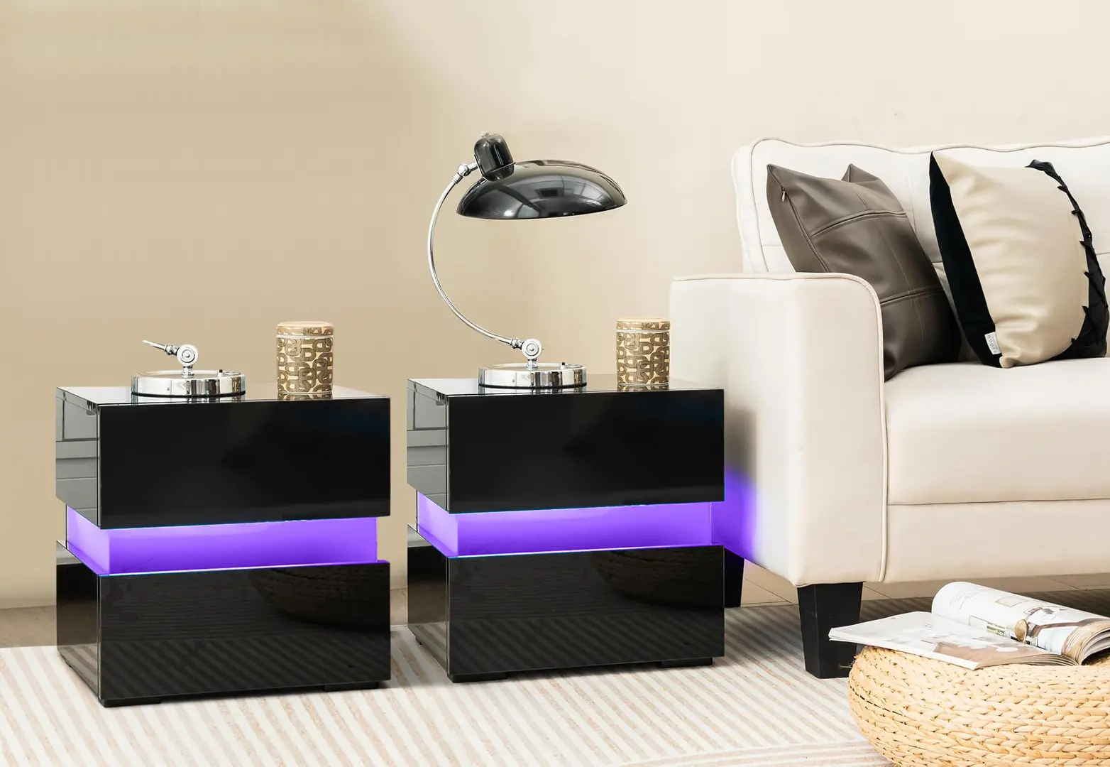 Комплект прикроватных тумбочек Costway JV10830DK-2 (Black)