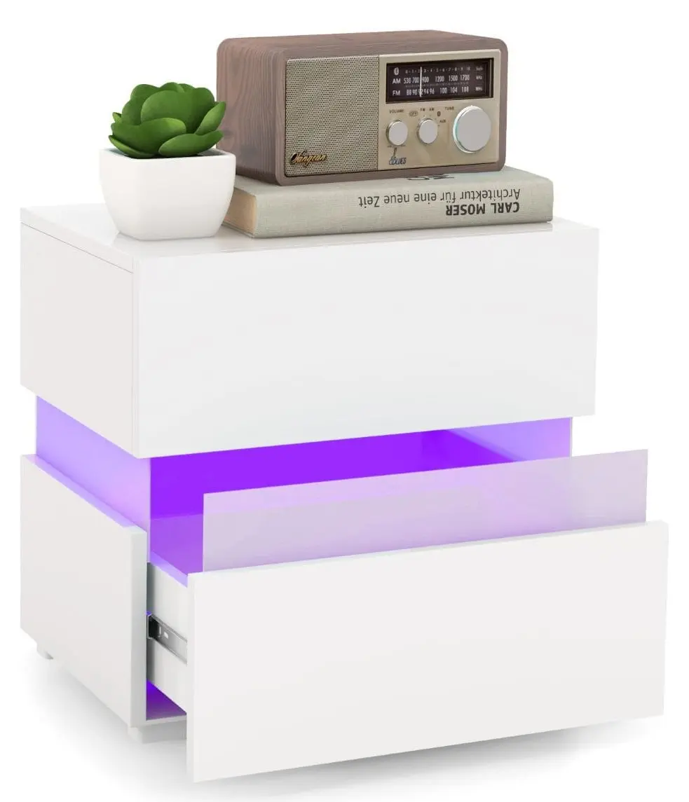 Комплект прикроватных тумбочек Costway JV10830WH-2 (White)