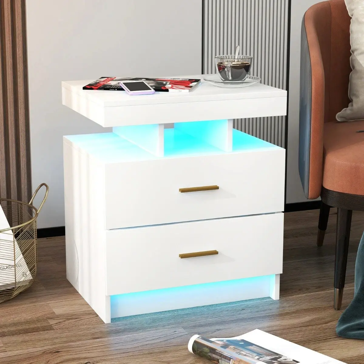 Прикроватная тумба Costway HU10674WH (White) - 4