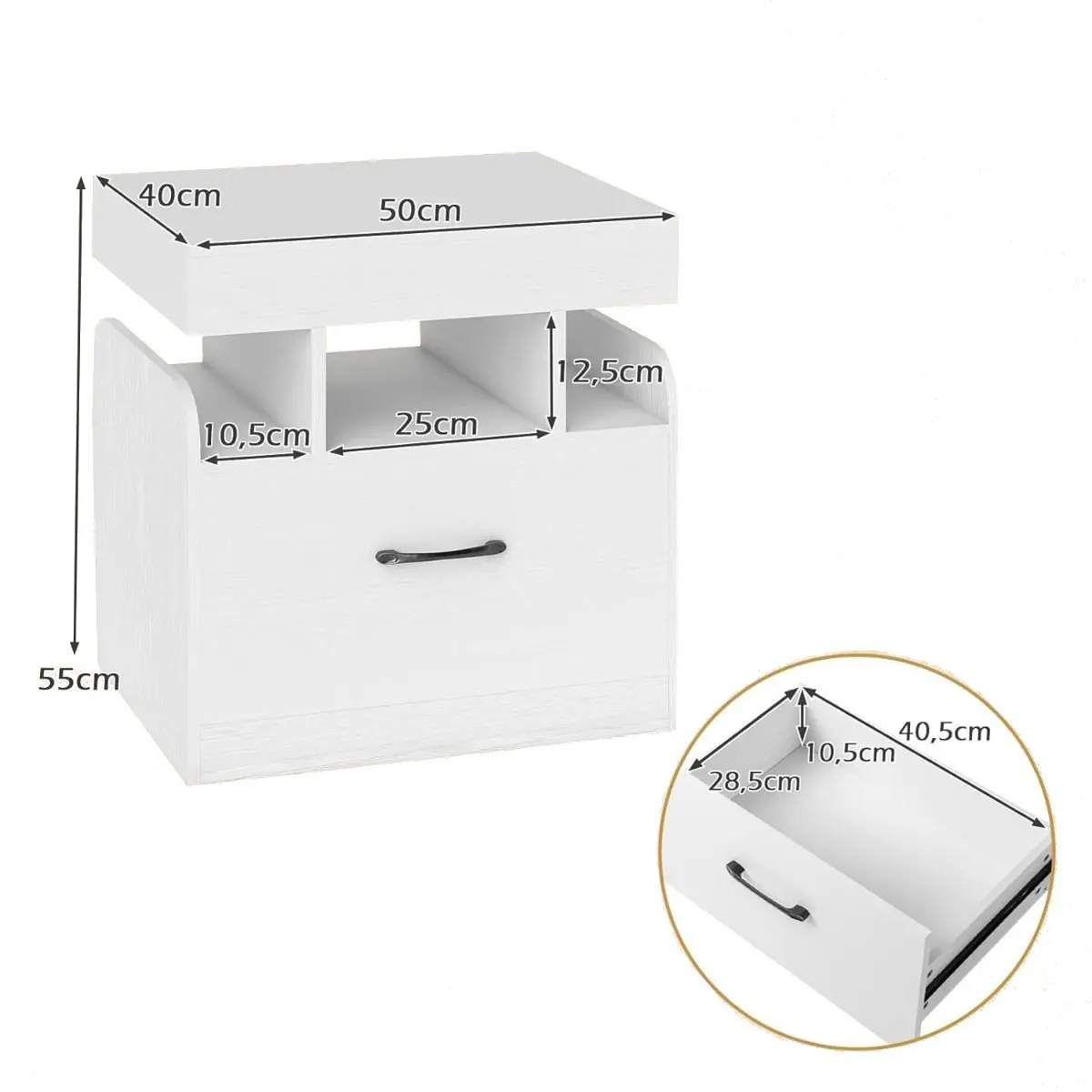 Прикроватная тумба Costway HU11068DE-WH (White) - 3