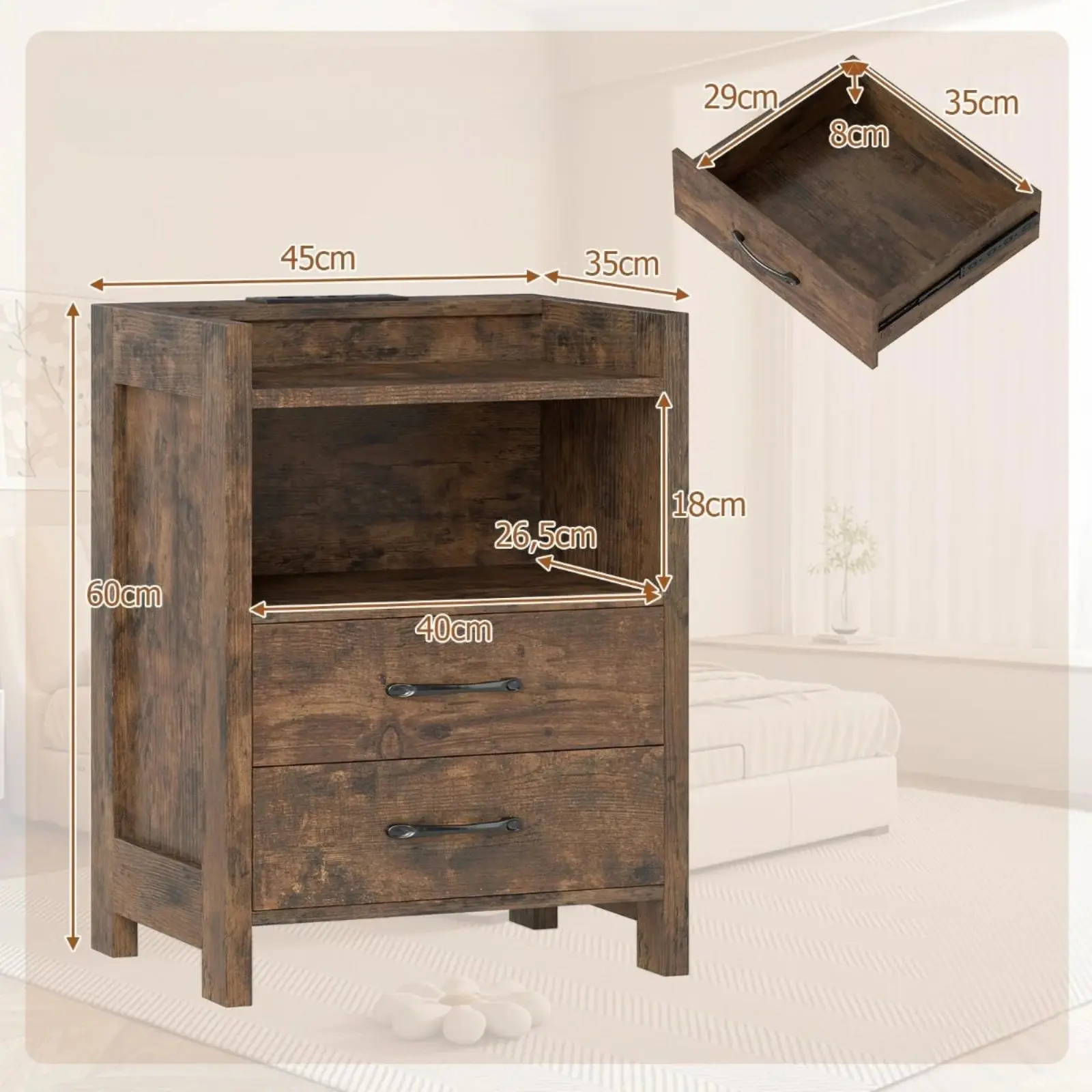 Noptiera Costway HU11119DE-CF (Brown) - 3