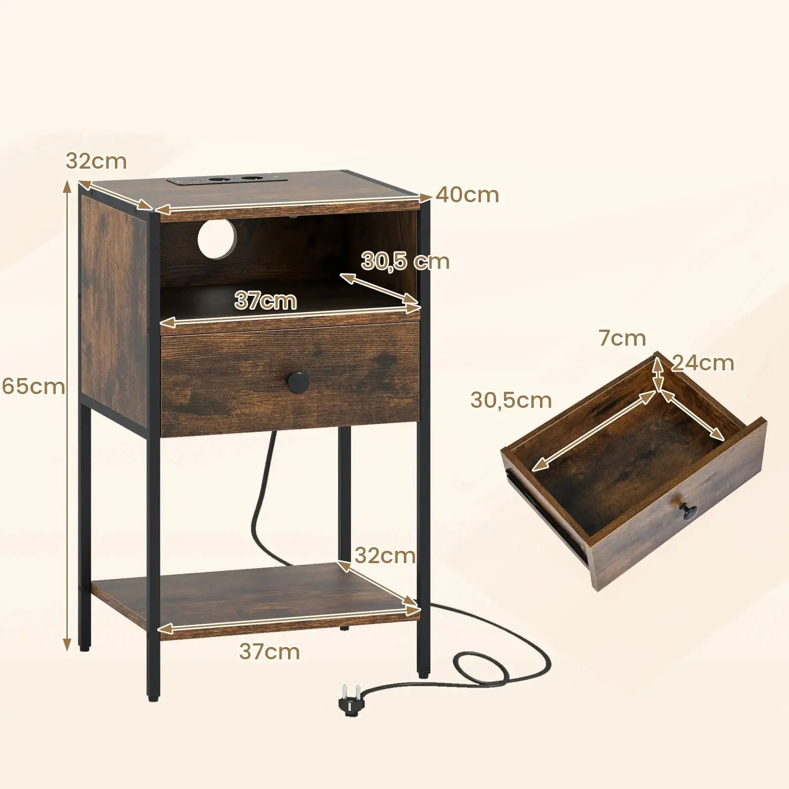 Noptiera Costway HU11144DE-CF (Brown) - 3