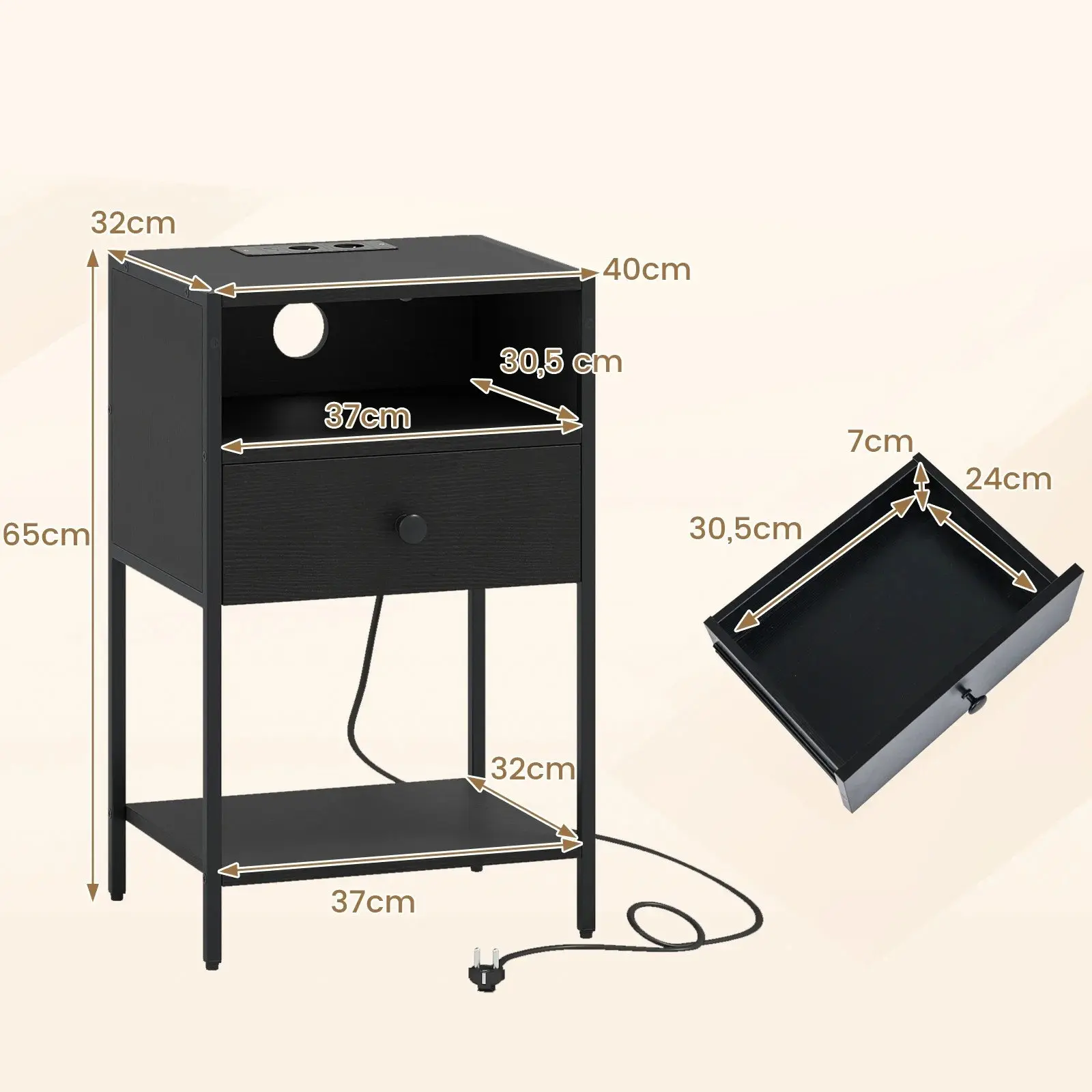 Noptiera Costway HU11144DE-DK (Black) - 3