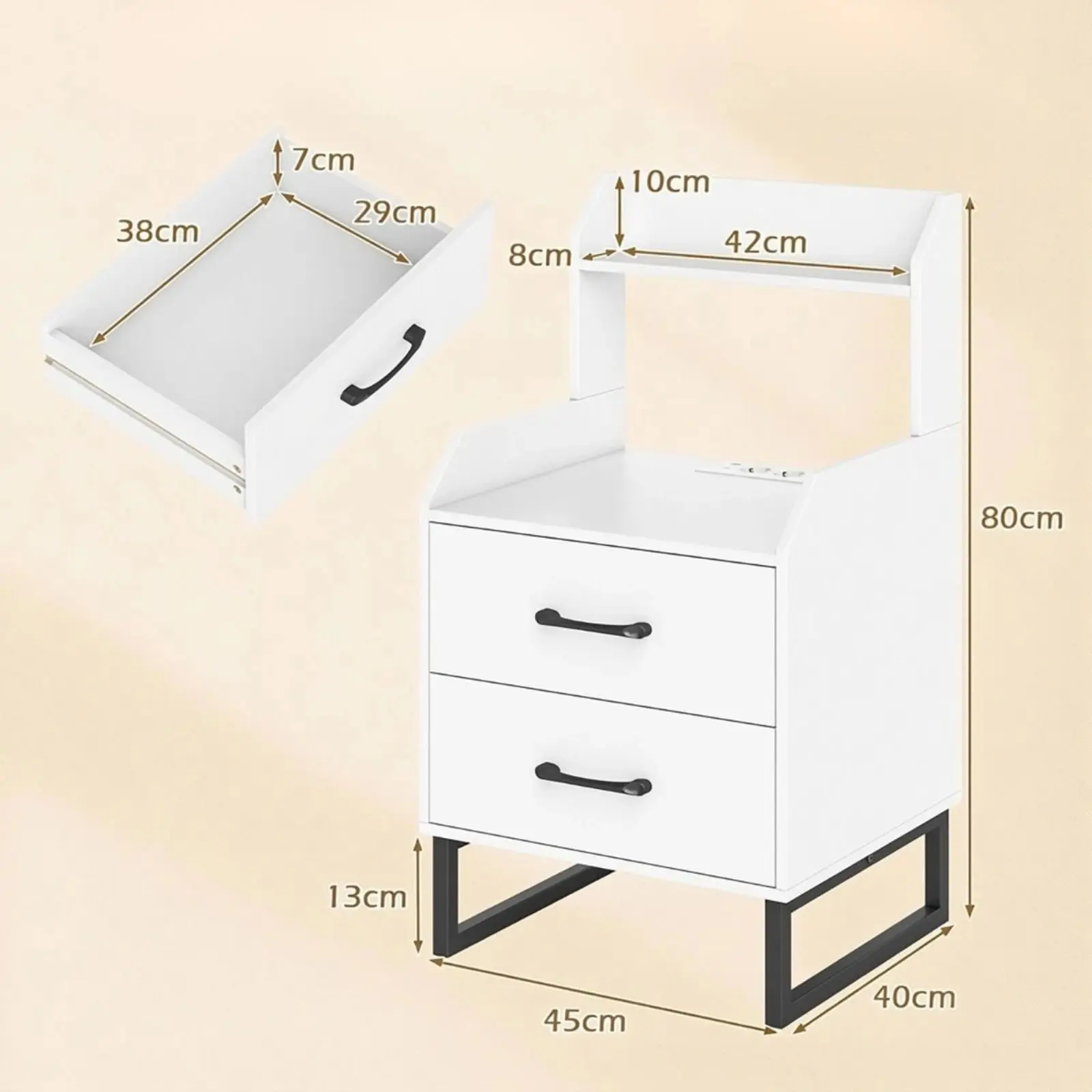 Прикроватная тумба Costway HU11227DE-WH (White) - 3