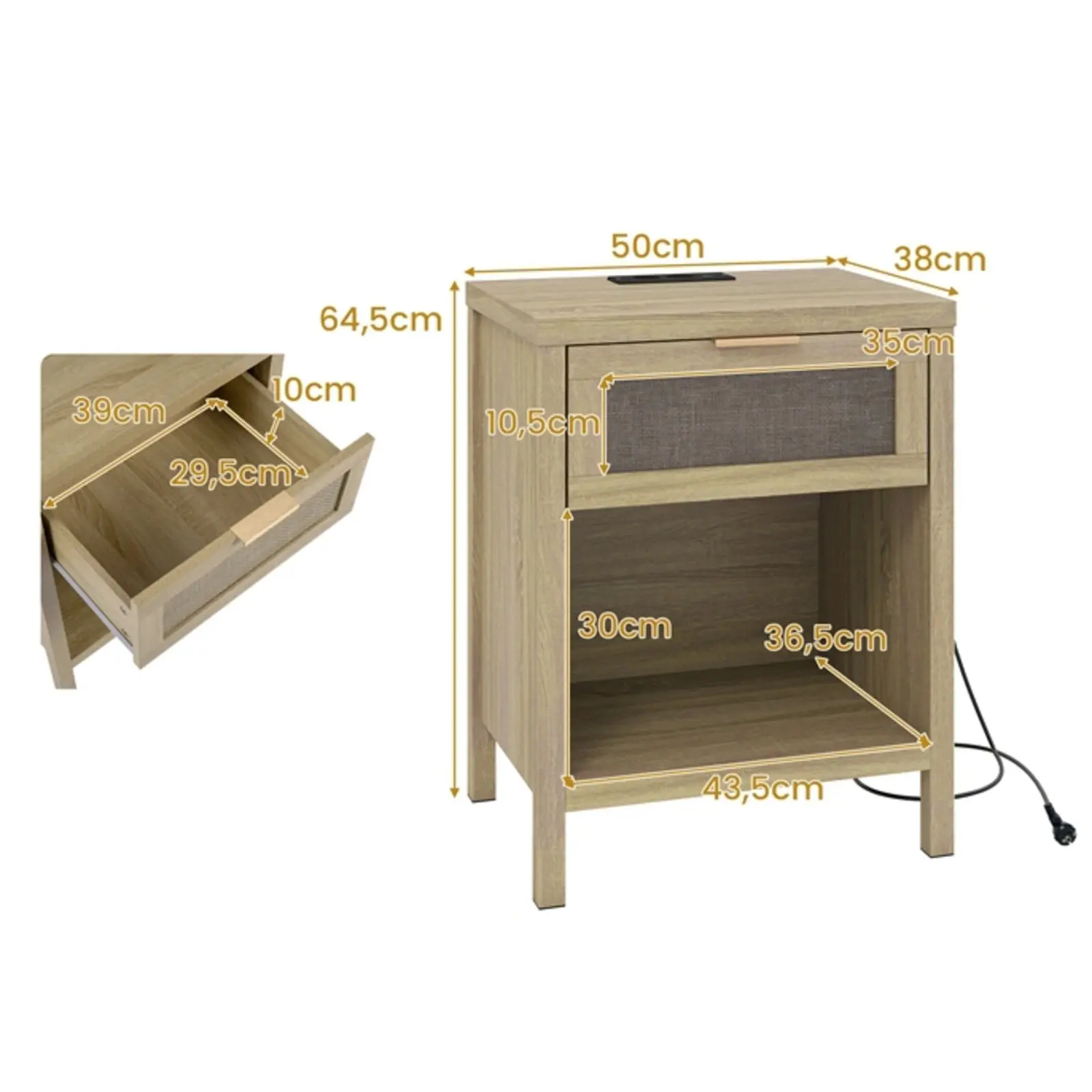 Noptiera Costway HU11414DE-NA (Natural) - 3