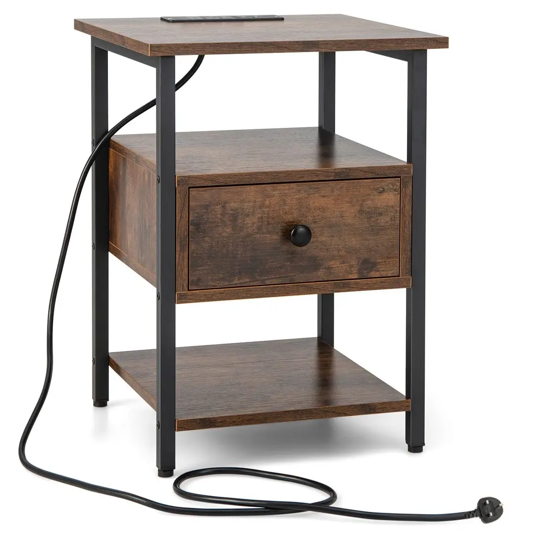 Тумба прикроватная Costway HU10485CF-1 (Rustic Brown)