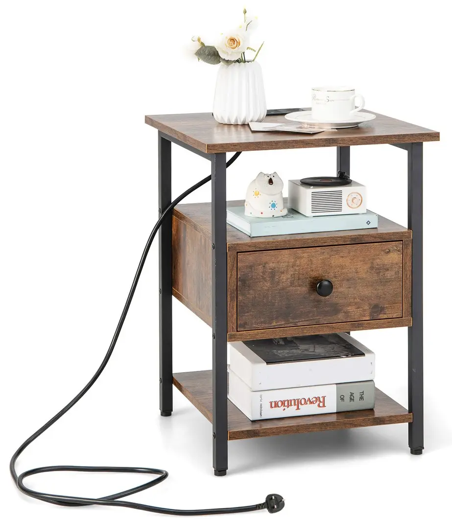 Тумба прикроватная Costway HU10485CF-1 (Rustic Brown)