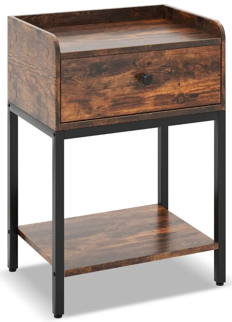 Тумба прикроватная Costway HU10500CF (Rustic Brown) - 2