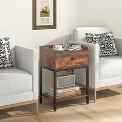 Тумба прикроватная Costway HU10500CF (Rustic Brown)