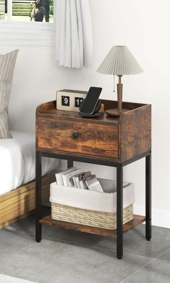 Тумба прикроватная Costway HU10500CF (Rustic Brown) - 5