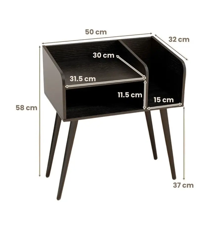Тумба прикроватная Costway HU10755DK-1 (Black) - 3