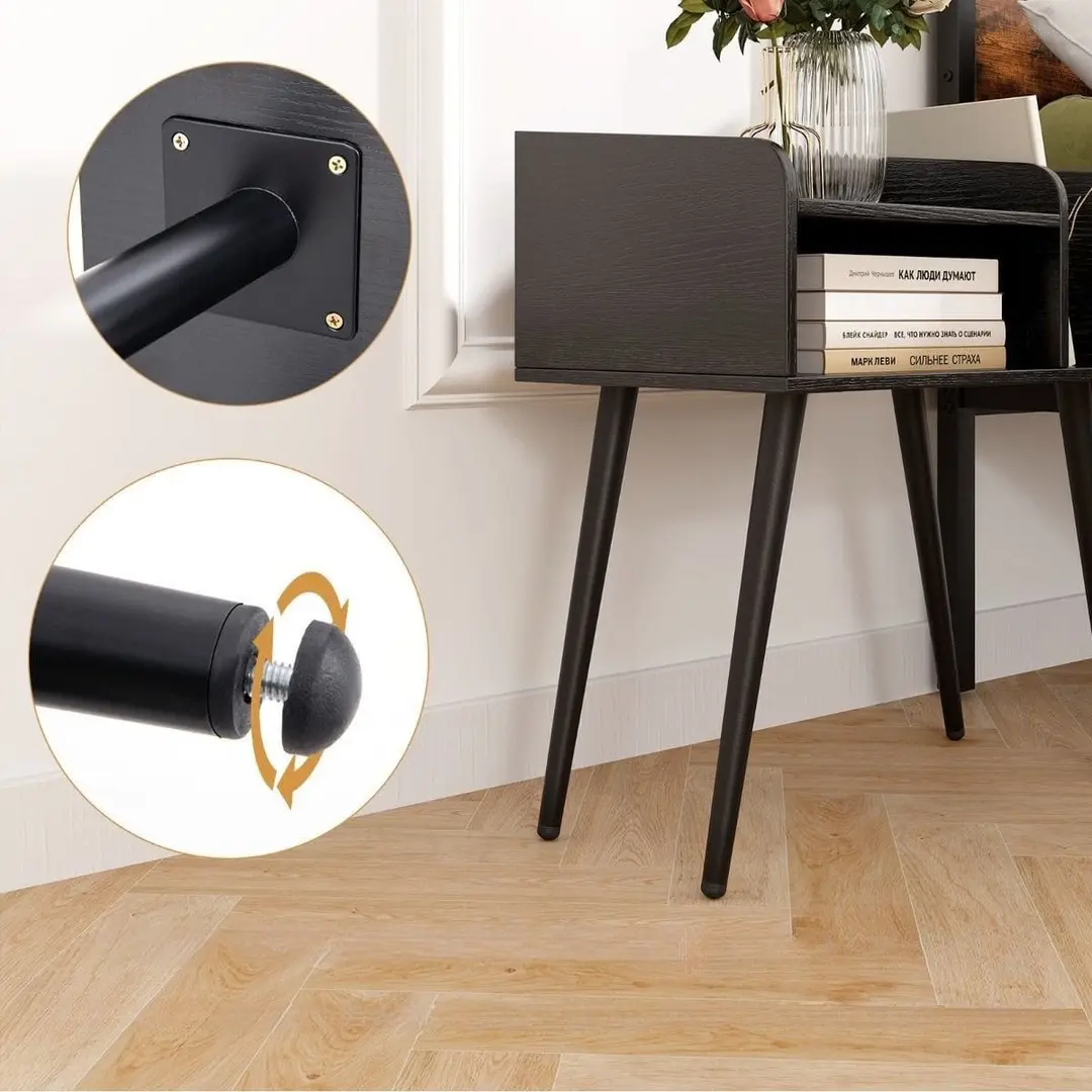 Тумба прикроватная Costway HU10755DK-1 (Black) - 4