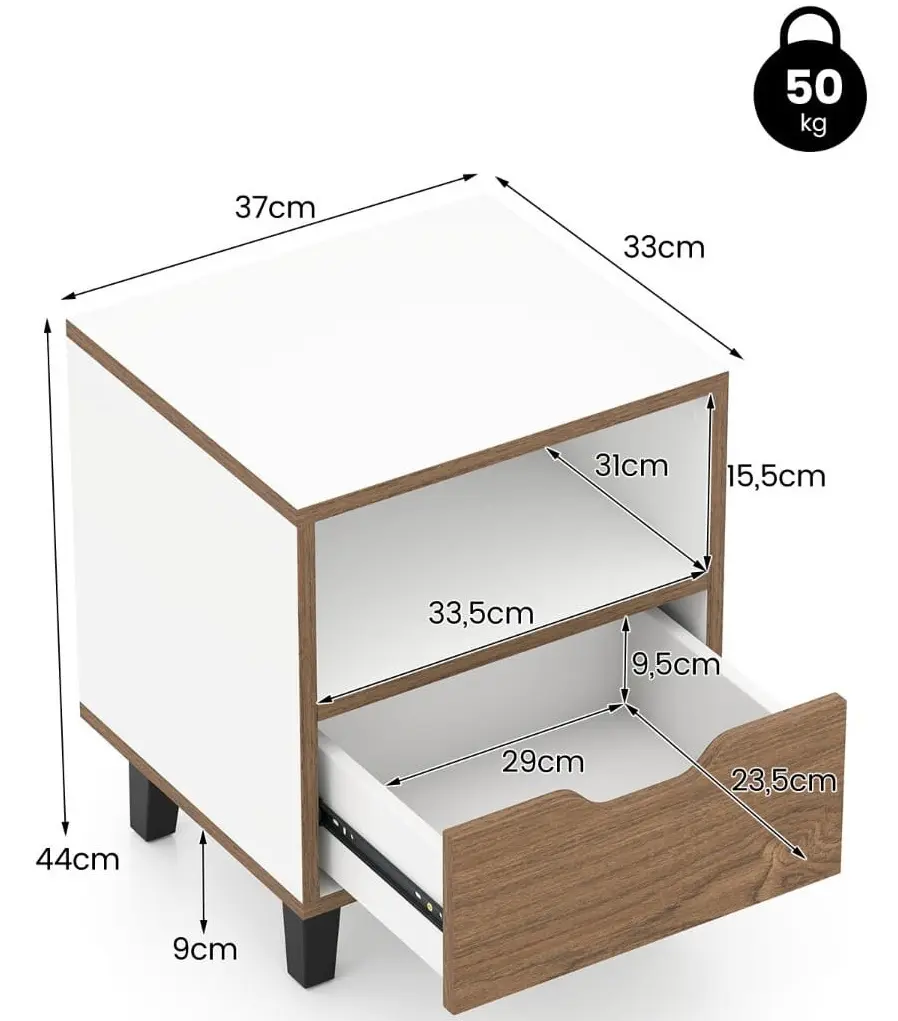 Noptiera Costway HU10758WH-1 (White/Brown)