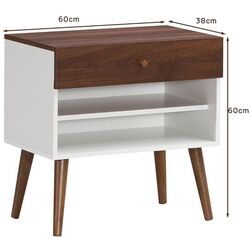 Тумба прикроватная Costway HW66161 (Walnut/White) Thumb