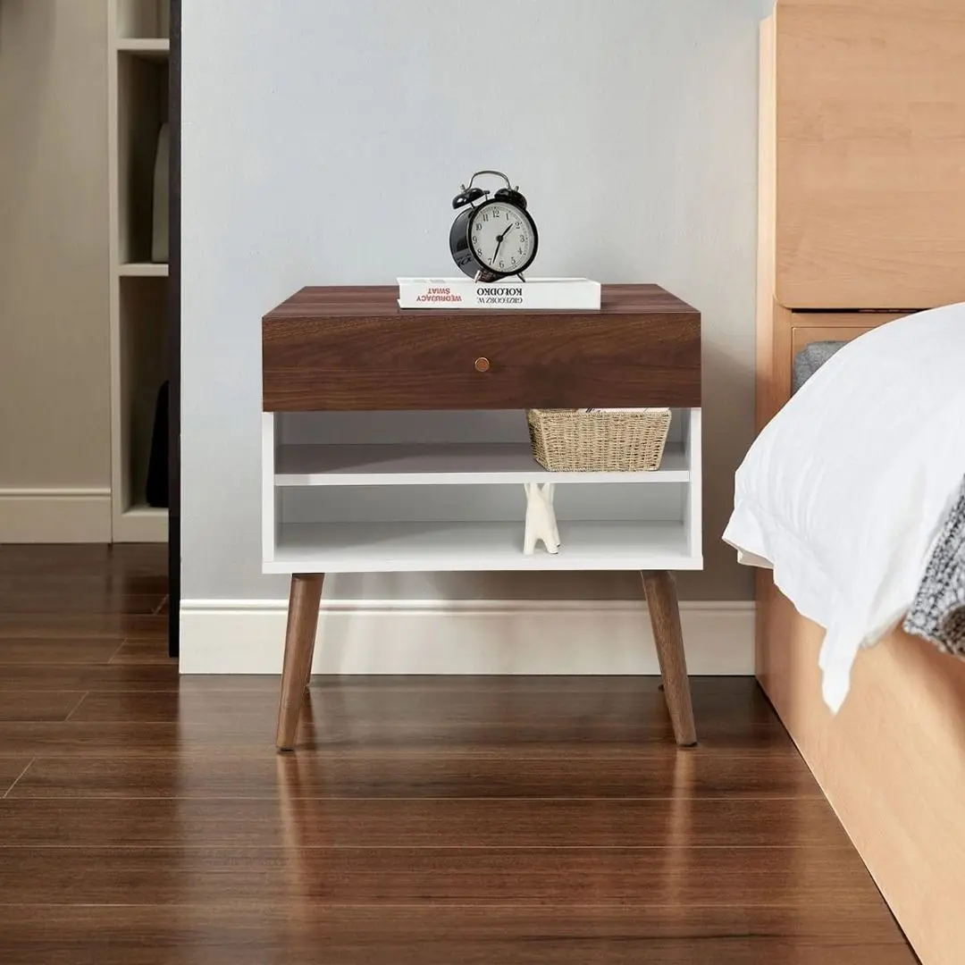 Тумба прикроватная Costway HW66161 (Walnut/White) - 3