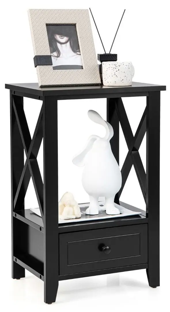 Тумба прикроватная Costway HW66696BK (Black)