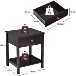 Тумба прикроватная Costway HW66943CF (Brown) Thumb