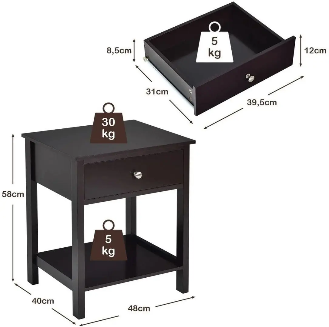 Тумба прикроватная Costway HW66943CF (Brown) - 2