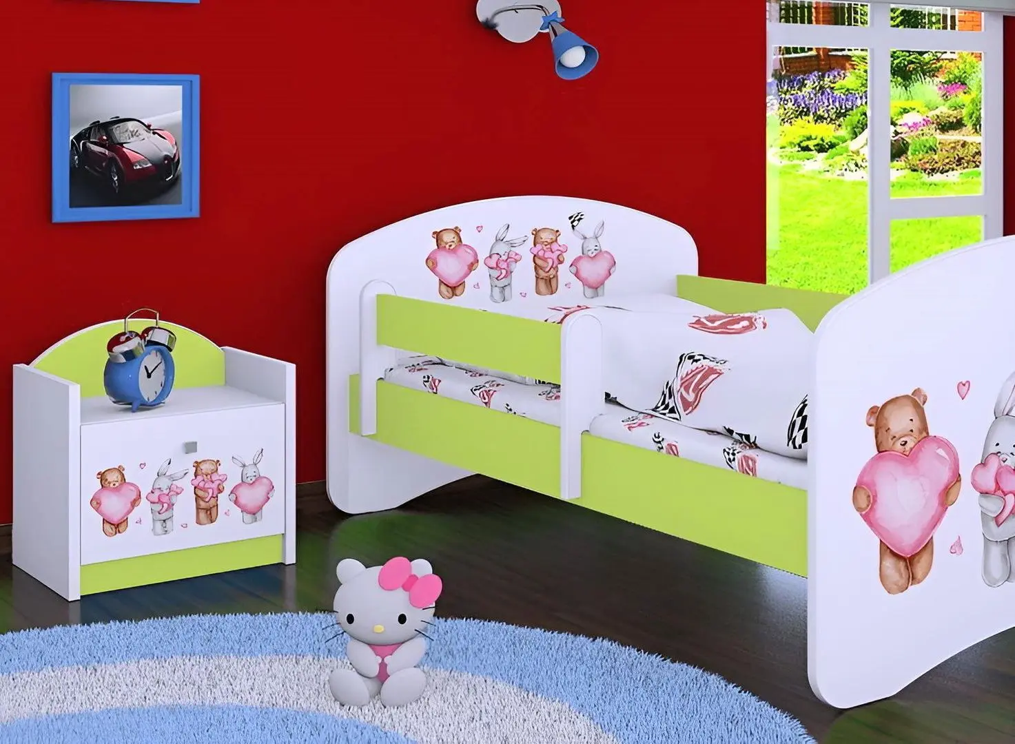 Тумба прикроватная Happy Babies Happy Animals with Hearts (White/Pastel Green)