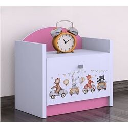 Тумба прикроватная Happy Babies Happy SZN02 Animals And Cars (White/Pink) Thumb