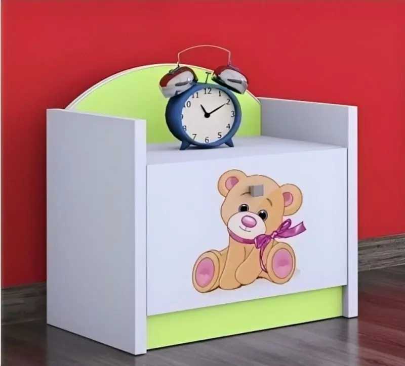 Тумба прикроватная Happy Babies Happy SZN02 Bear with Bow (White/Pastel Green)