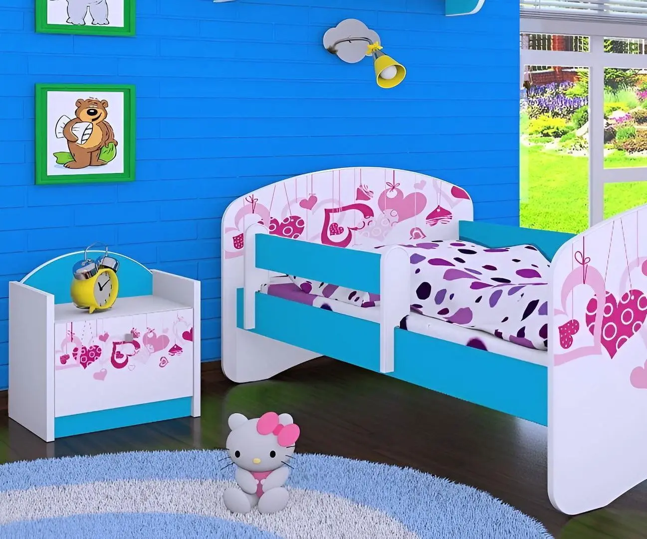 Тумба прикроватная Happy Babies Happy SZN02 Falling Hearts (White/Blue)