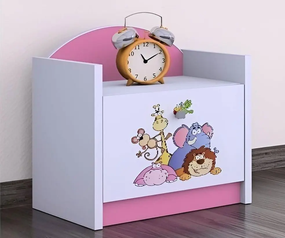 Тумба прикроватная Happy Babies Happy SZN02 Safari (White/Pink)