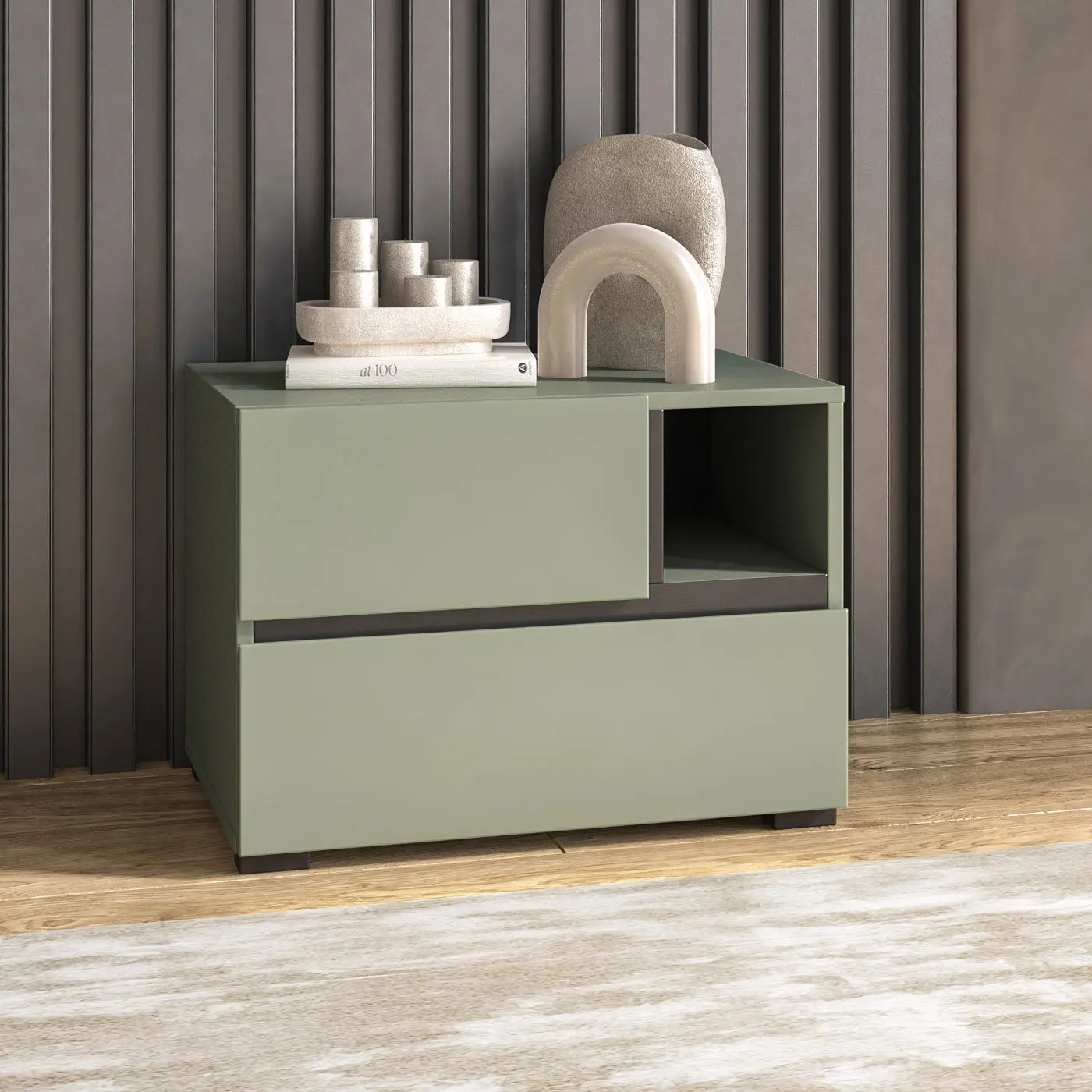 Прикроватная тумба Helvetia Cross 24GWMY22 (Green/Black) - 7