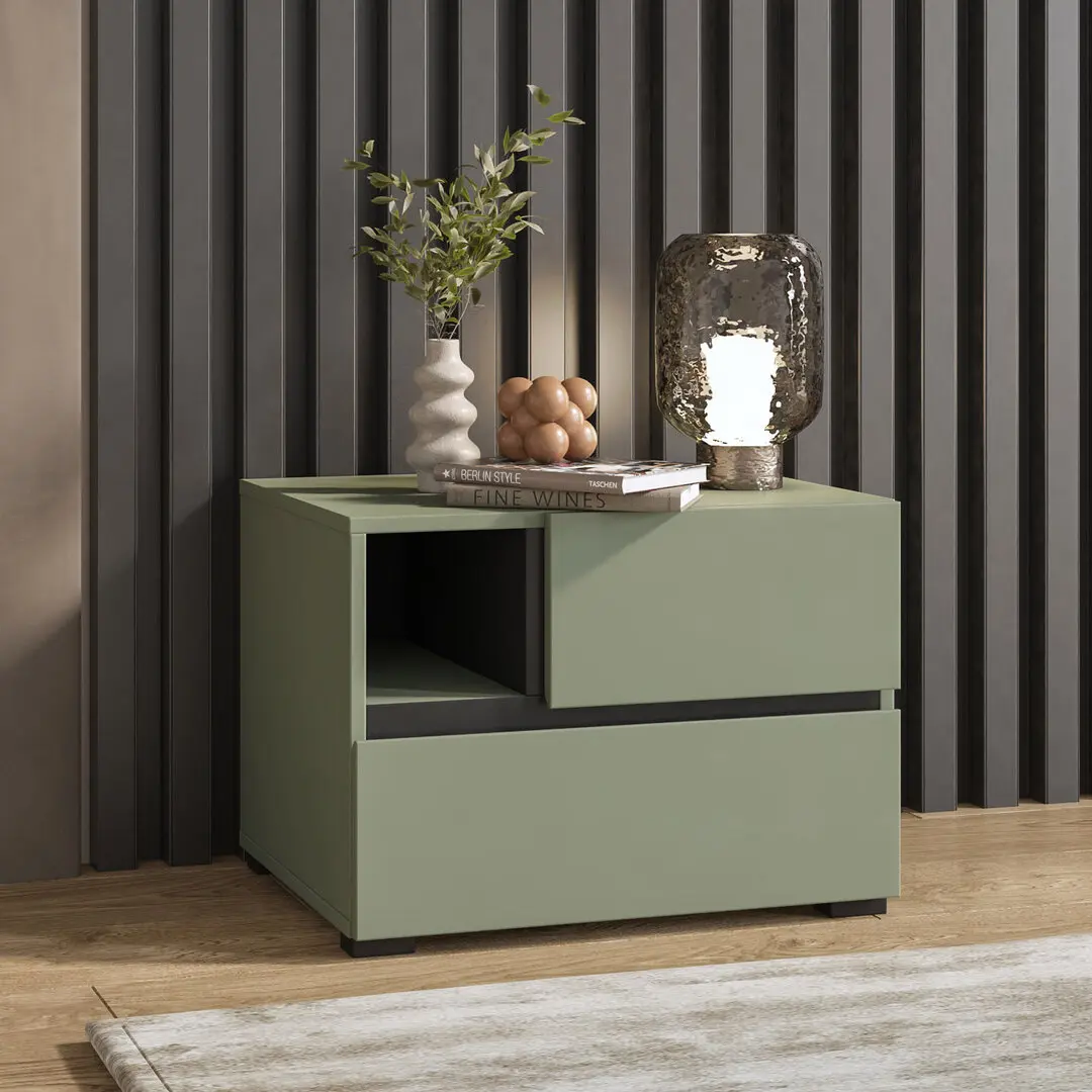Прикроватная тумба Helvetia Cross 24GWMY22 (Green/Black)