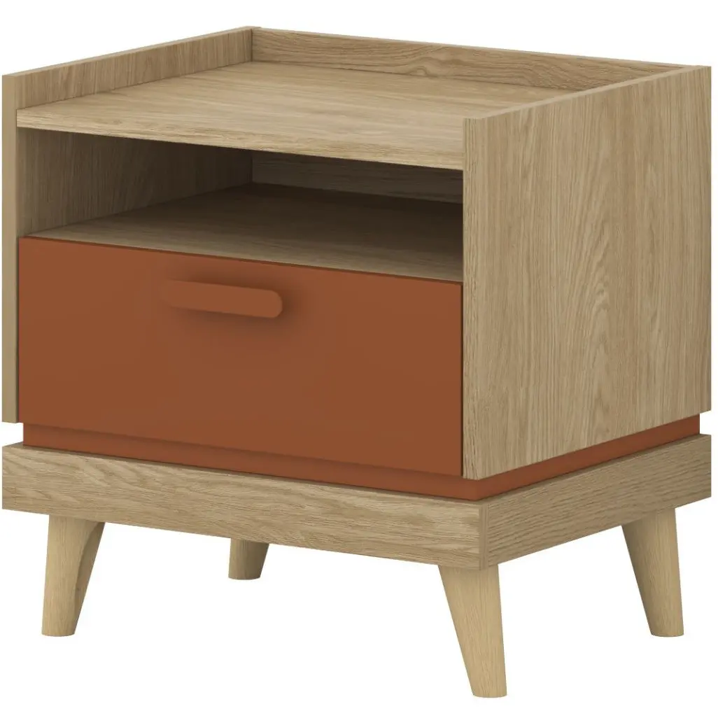 Прикроватная тумба Helvetia Scandi 24D5OH22 (Oiled Oak/Brick Red) - 2