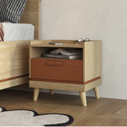 Прикроватная тумба Helvetia Scandi 24D5OH22 (Oiled Oak/Brick Red)