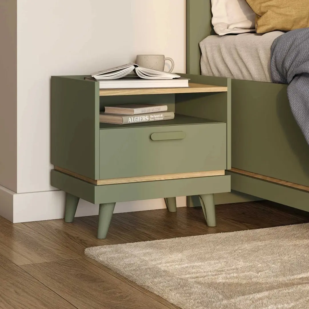 Прикроватная тумба Helvetia Scandi 24GDOH22 (Oiled Oak/Faded Green)