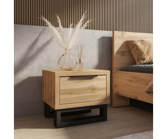 Тумба прикроватная Helvetia Halle S 1D 55 cm (Wotan Oak/Black)