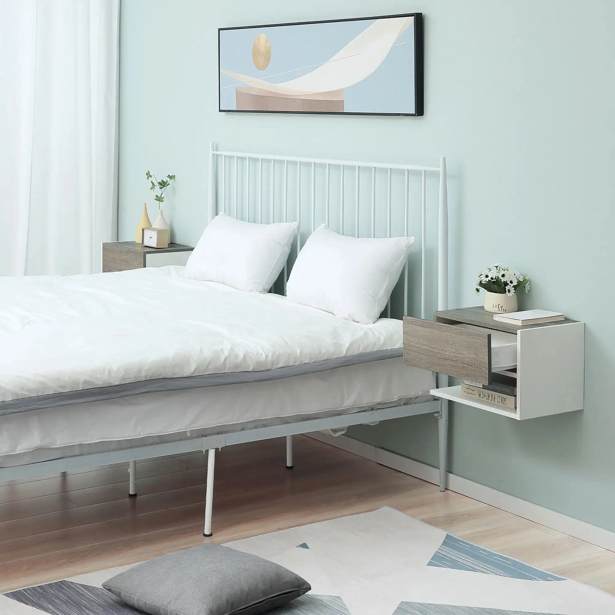 Комплект прикроватных тумб Homcom 831-339 (White/Oak) - 4