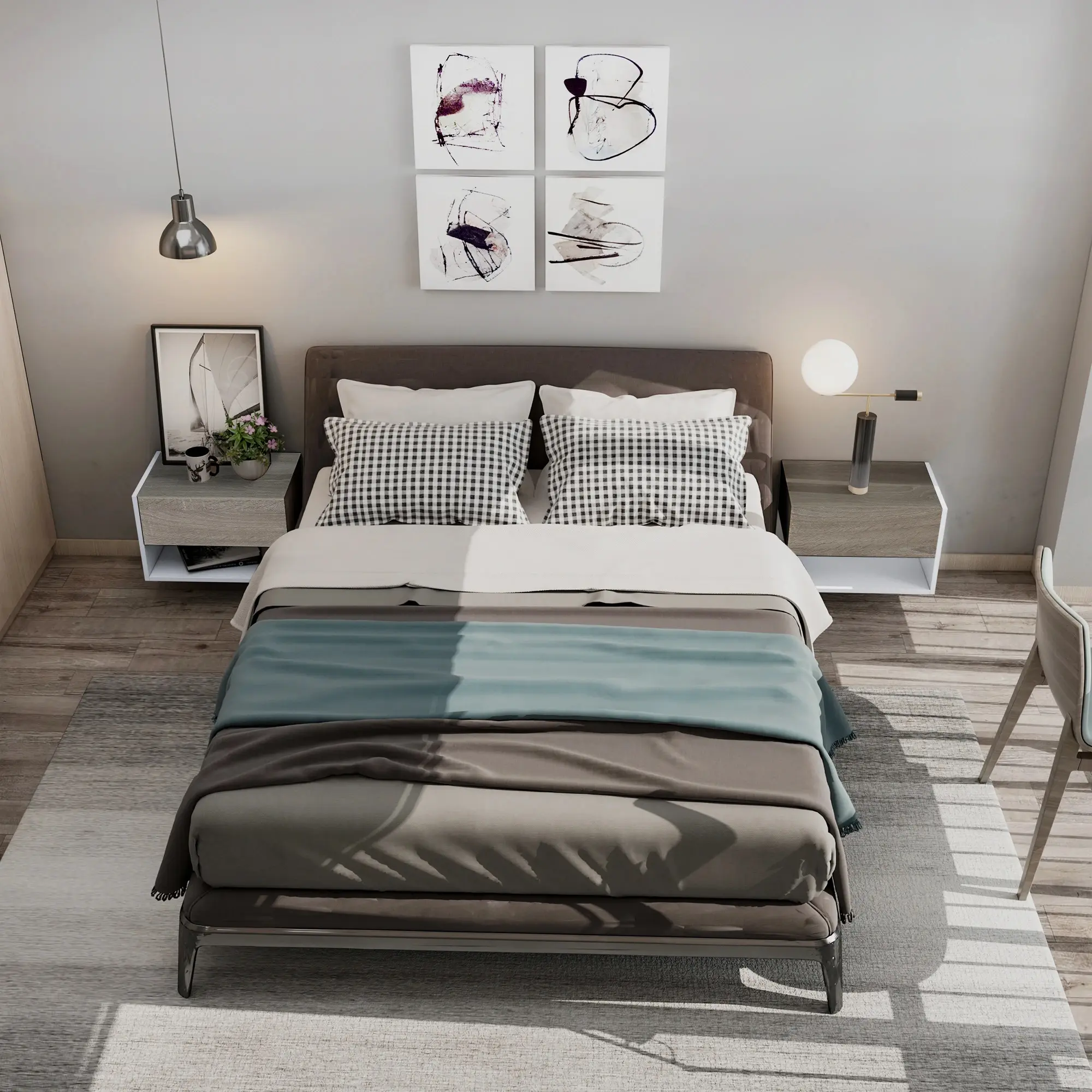 Комплект прикроватных тумб Homcom 831-339 (White/Oak) - 7