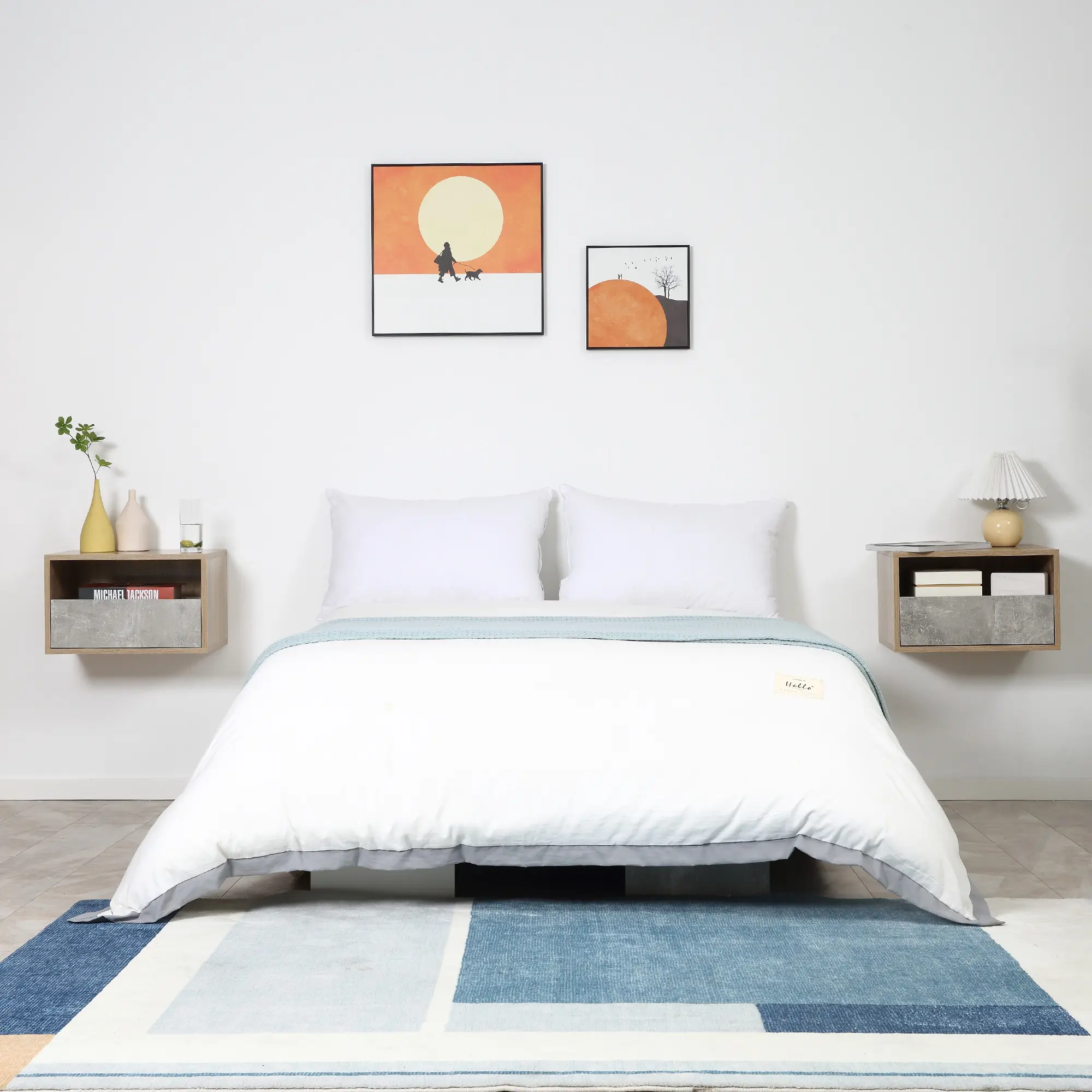 Комплект прикроватных тумб Homcom 831-478GY (Grey/Natural) - 9