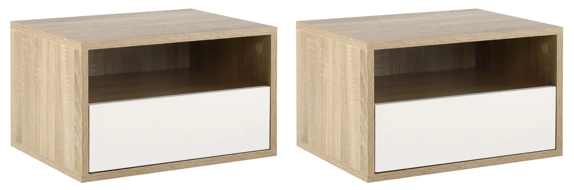 Комплект прикроватных тумб Homcom 831-478WT (White/Natural) - 2