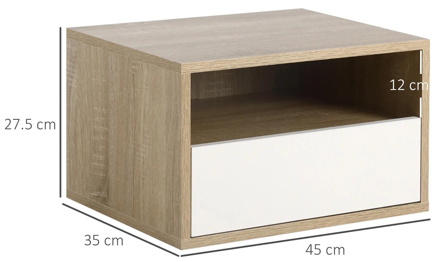 Комплект прикроватных тумб Homcom 831-478WT (White/Natural) - 3