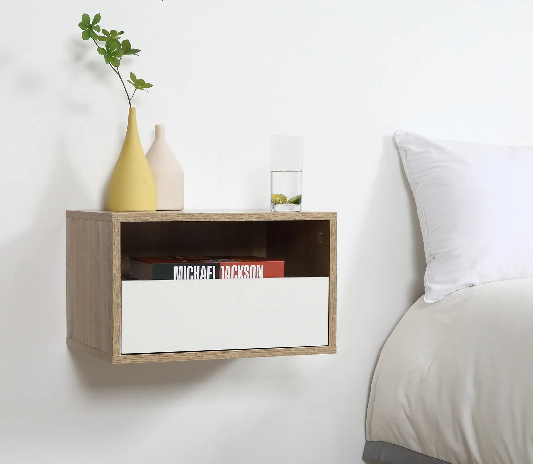 Комплект прикроватных тумб Homcom 831-478WT (White/Natural) - 7