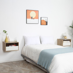 Комплект прикроватных тумб Homcom 831-478WT (White/Natural) Thumb