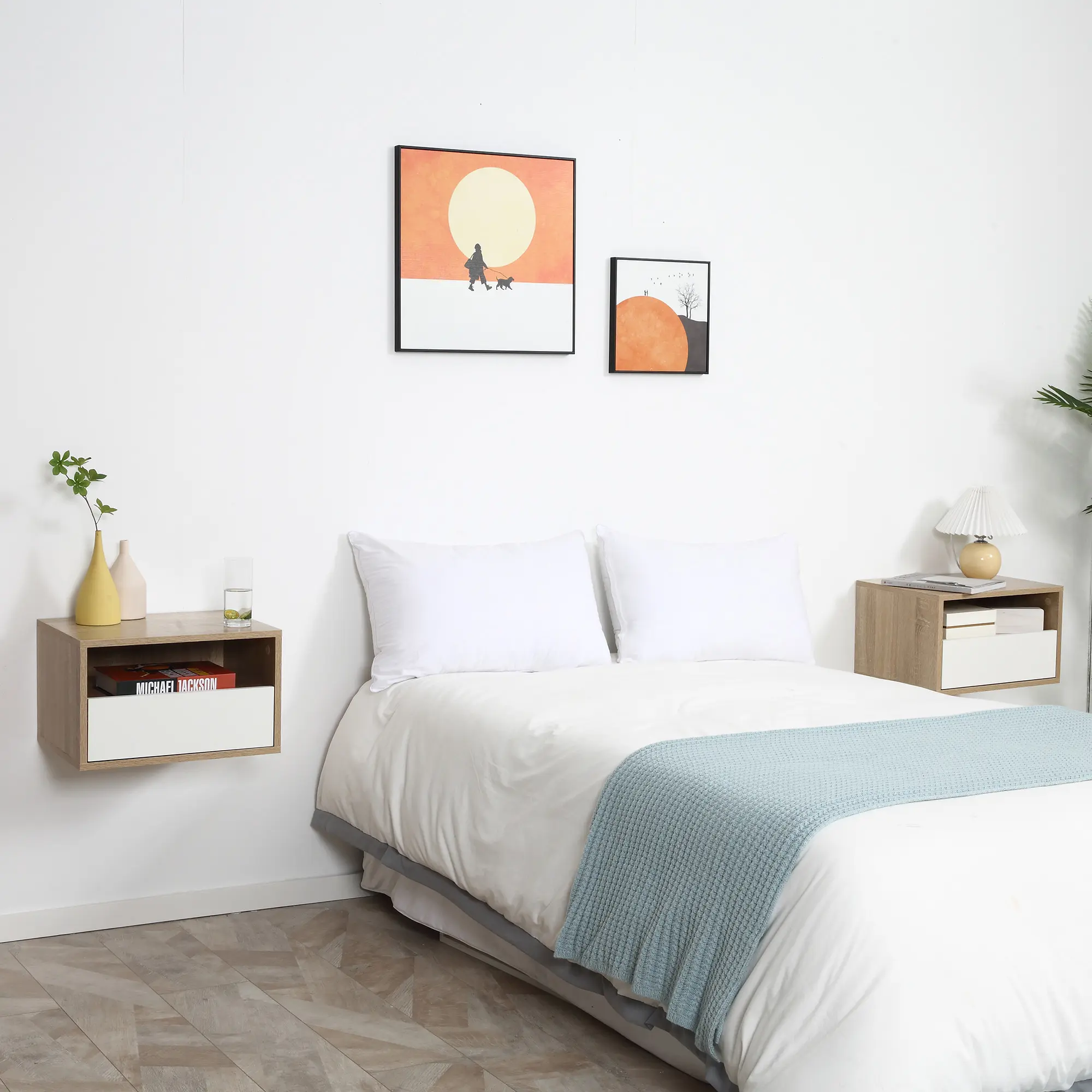 Комплект прикроватных тумб Homcom 831-478WT (White/Natural) - 8