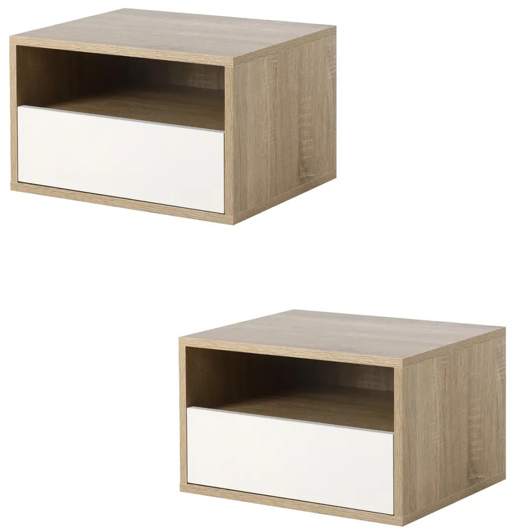 Комплект прикроватных тумб Homcom 831-478WT (White/Natural)
