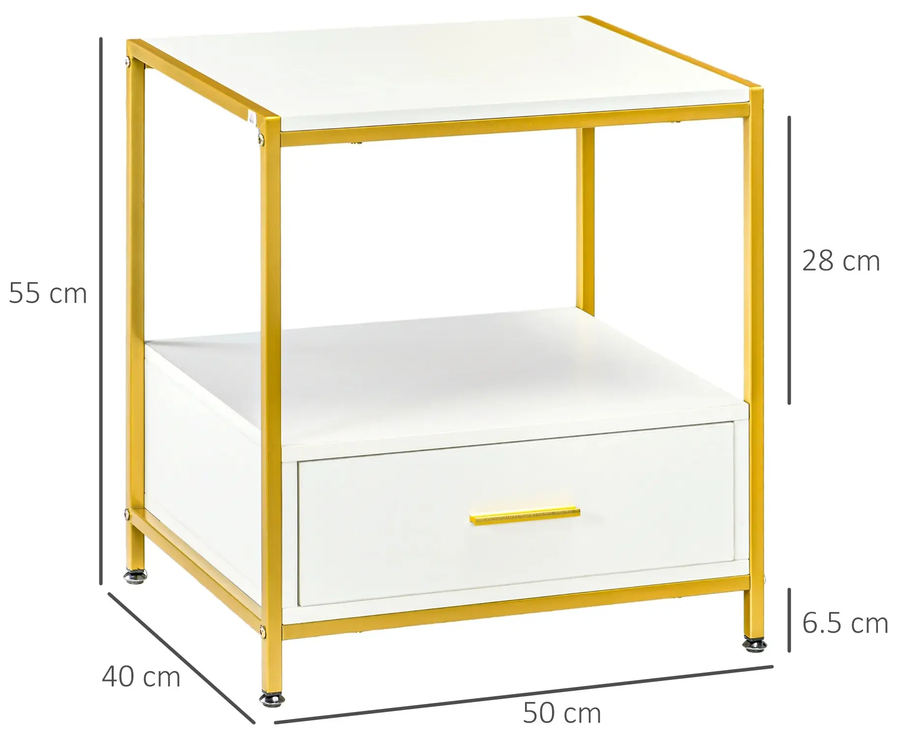 Set noptiere Homcom 831-703V80WT (White/Gold) - 3