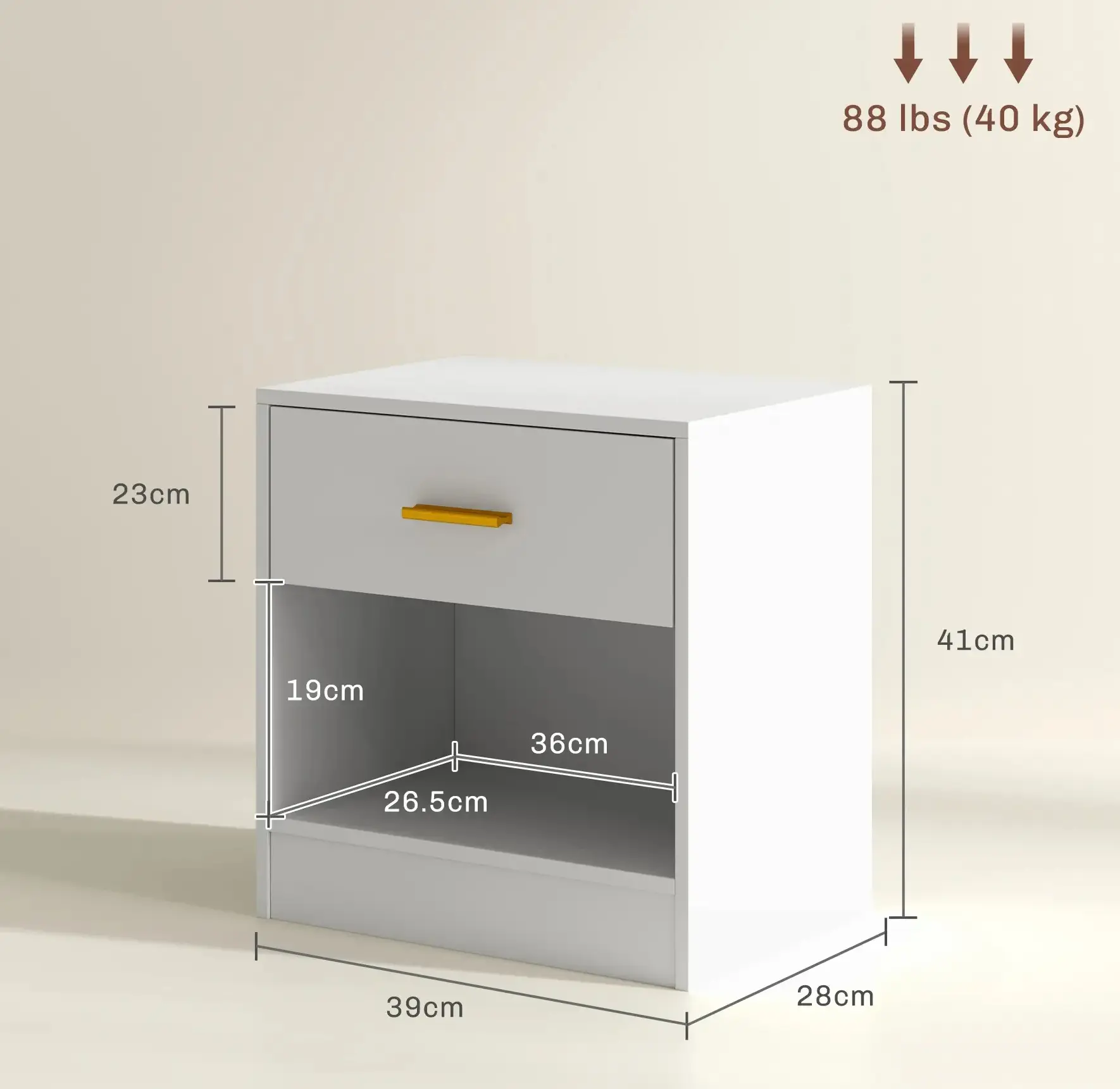 Комплект прикроватных тумб Homcom 831-936V80WT (White) - 3