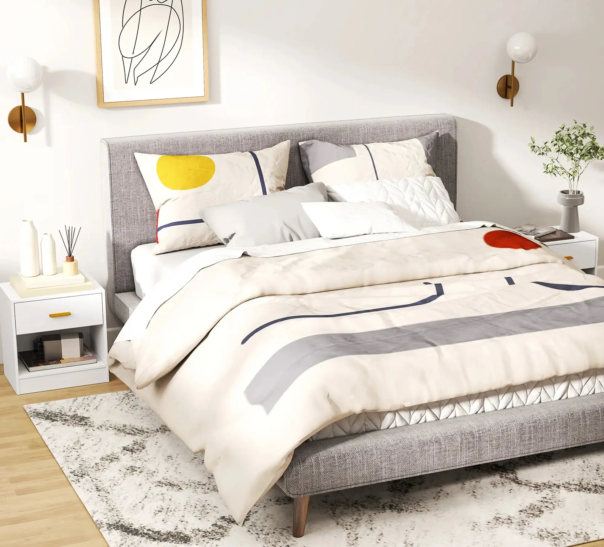 Комплект прикроватных тумб Homcom 831-936V80WT (White) - 9