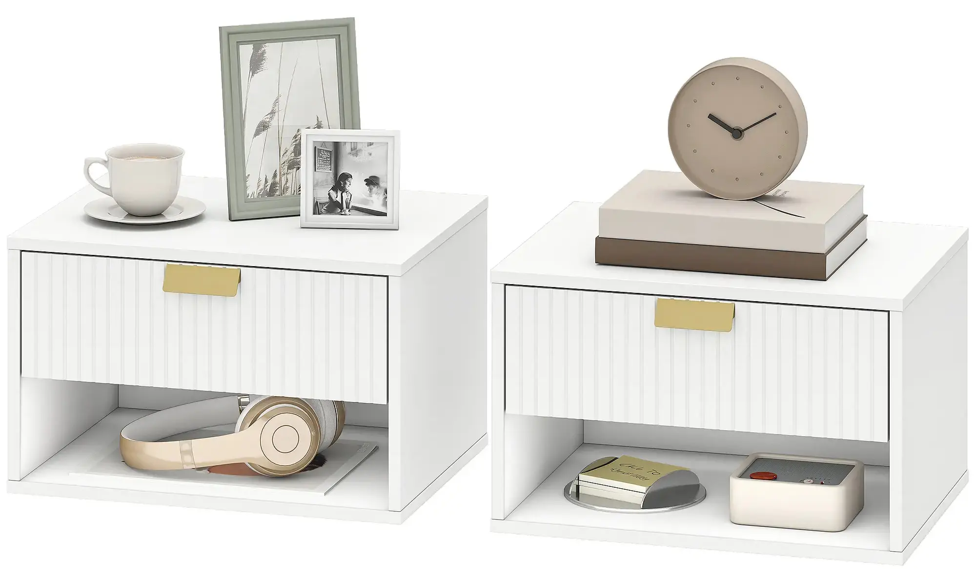 Комплект прикроватных тумб Homcom 83D-173V80WT (White) - 3