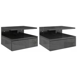 Комплект прикроватных тумбочек Homcom 831-338V00BK 35x22x32 cm (Black/Black Gloss) Thumb