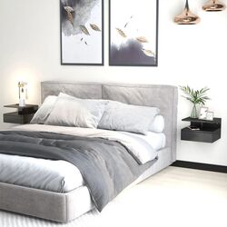 Комплект прикроватных тумбочек Homcom 831-338V00BK 35x22x32 cm (Black/Black Gloss) Thumb