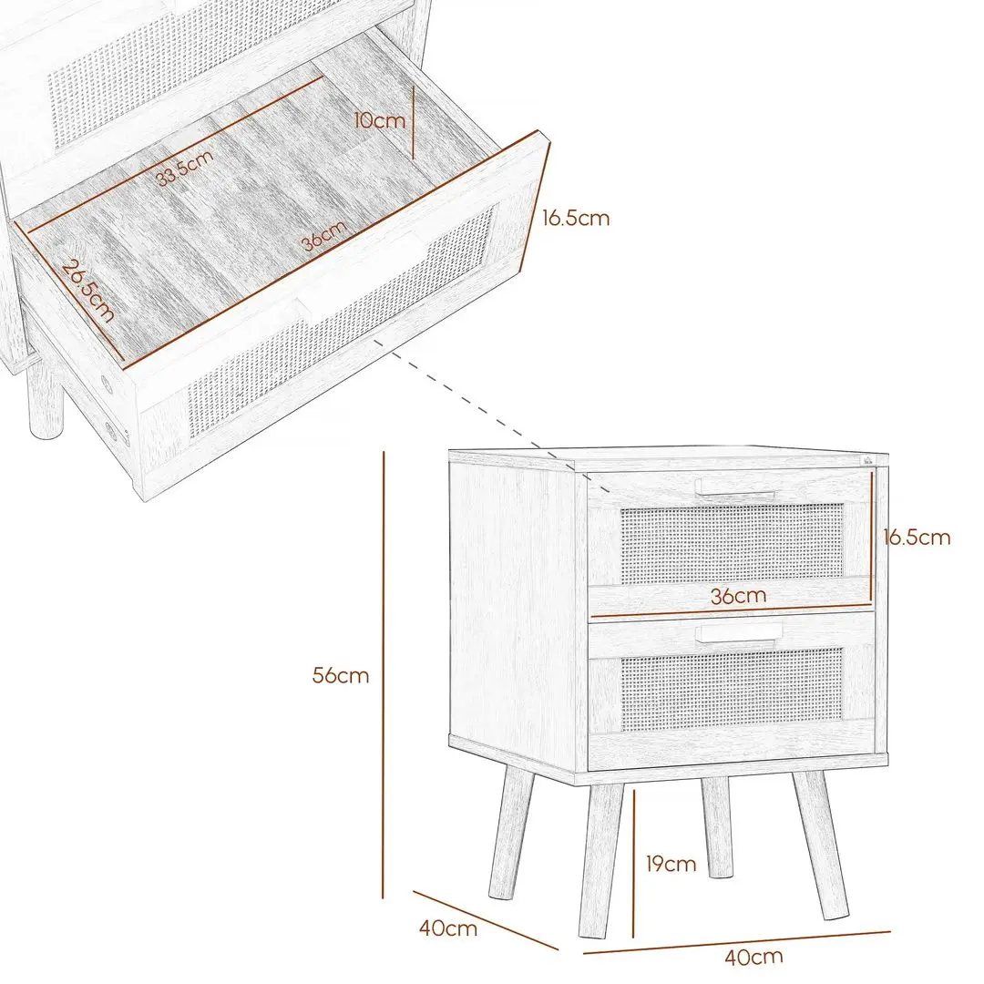 Set noptiere Homcom 831-664V01ND 40x56 cm (Natural Oak) - 2